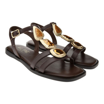 Sandalias planas marrones piedras Alpe 5594
