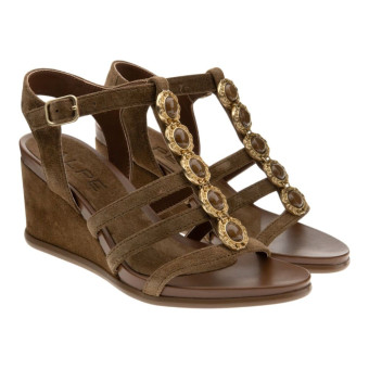 Sandalias cuña cuero piedras Alpe 5615