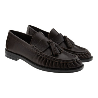 Mocasines piel marrones borlas mujer Another Trend 570501