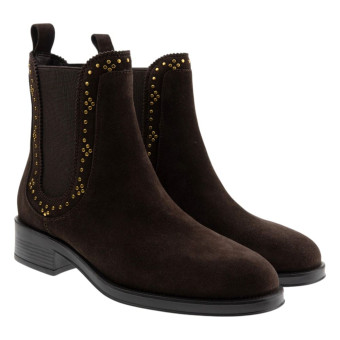 Botines Chelsea tachas ante marrón Another Trend 571411