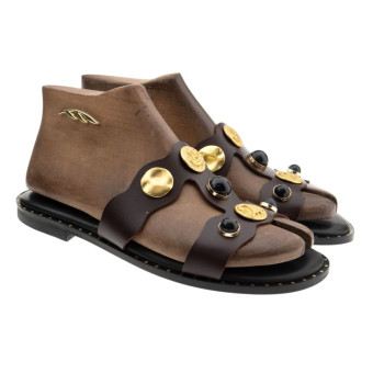 Sandalias Caryatis pala marrones piedras 62130