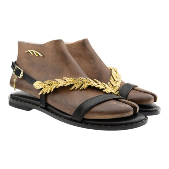 Sandalias planas griegas negras Caryatis 622609