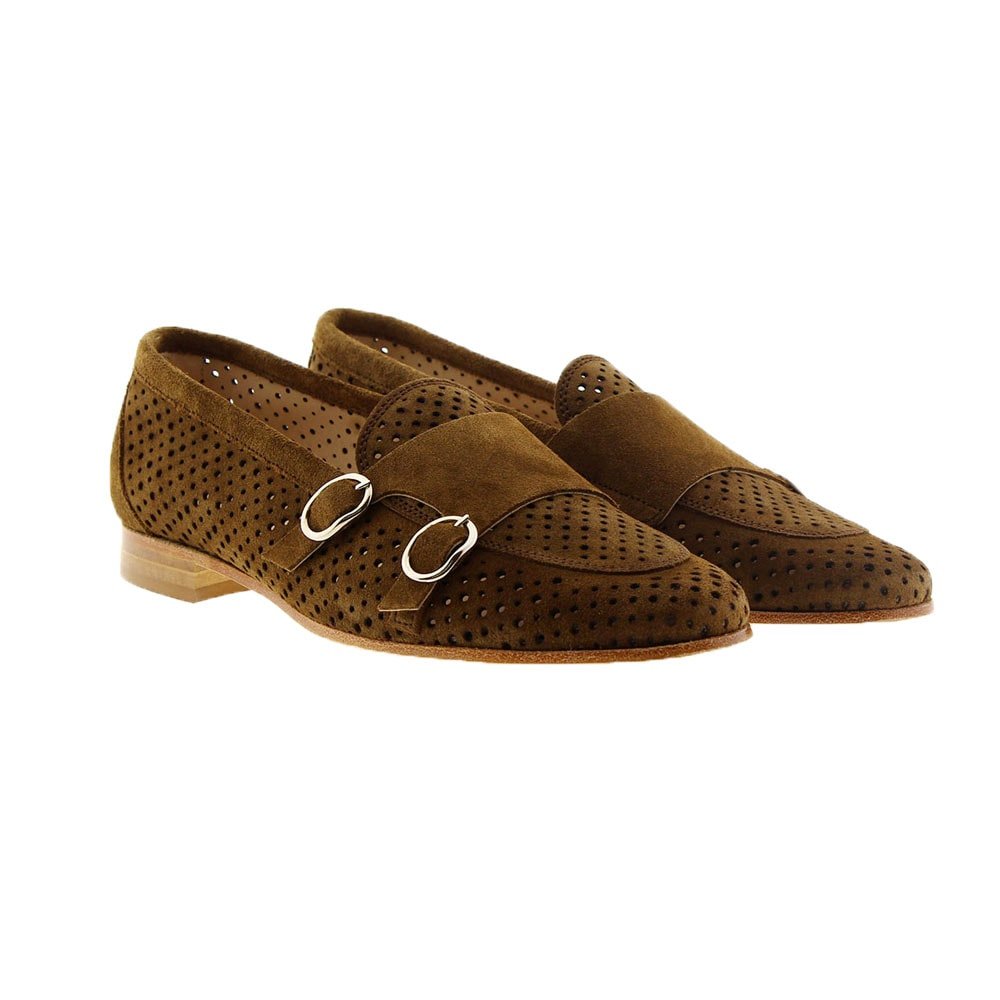Mocasines mujer doble hebilla piel Calce 648