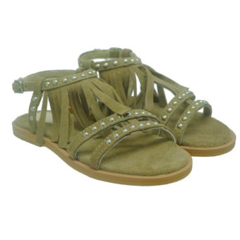 Sandalias flecos y tachas niña Oca Loca Taupe