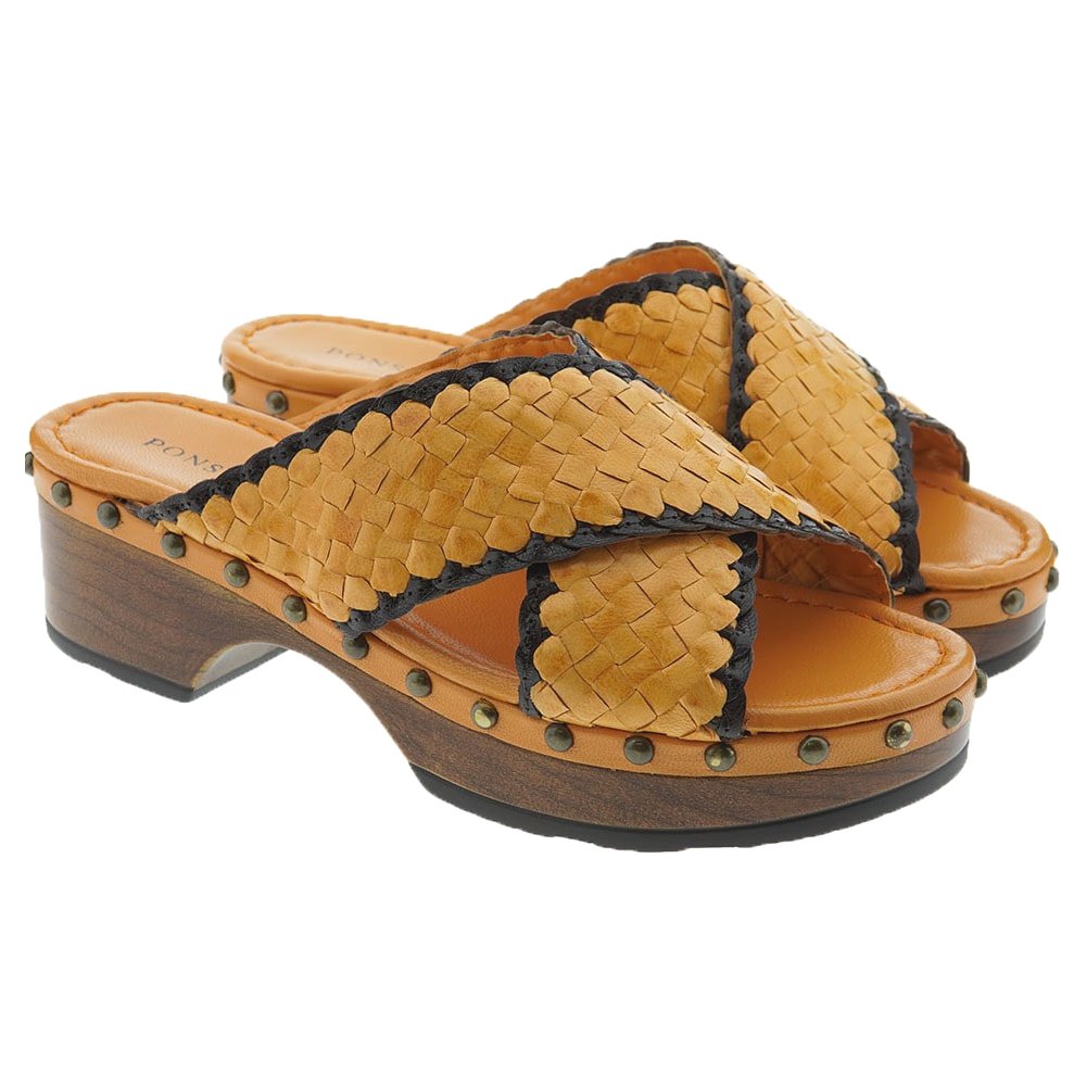 Sandalias tacón bajo piel trenzada Pons Quintana 9968.000