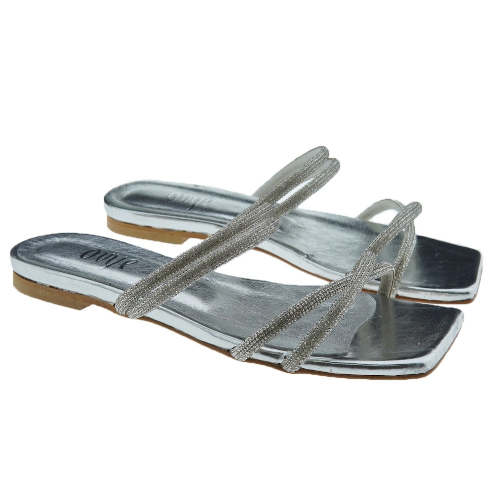 Sandalias planas mujer pala strass Ovye So Delia