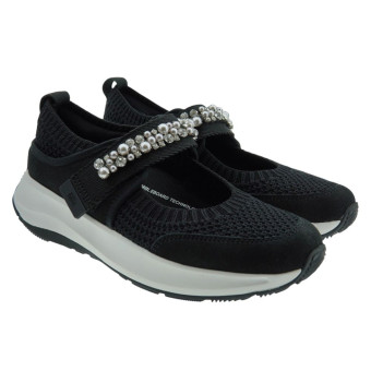 Sneakers tipo merceditas negras cristales Fit Flop A8Z-001