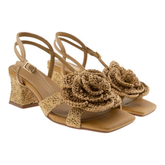 Sandalias tacón mujer flor rafia Noa Harmon ABRIL 10017
