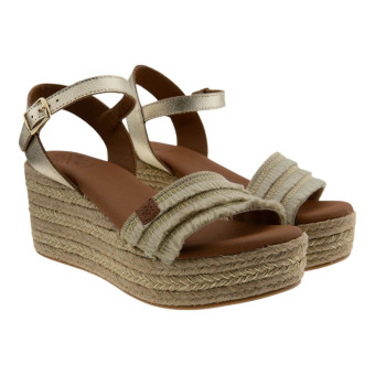 Sandalias cuña rafia diseño flecos Popa  ARAMBOL FLECOS