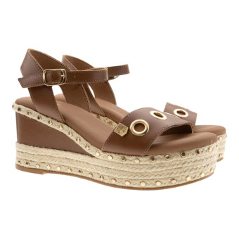 Sandalias cuña esparto adorno arandelas Popa Arambol Studs