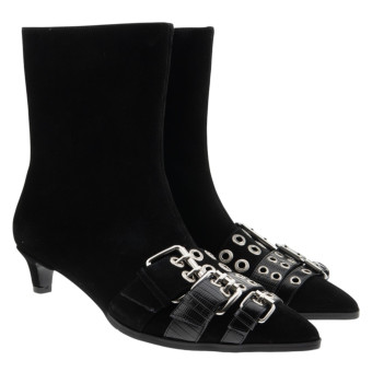 Botines punta y tacón bajo negros hebillas Noa Harmon Ariette