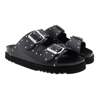 Scholl Sandalias Tachuelas Cuero y Negro Beatriz