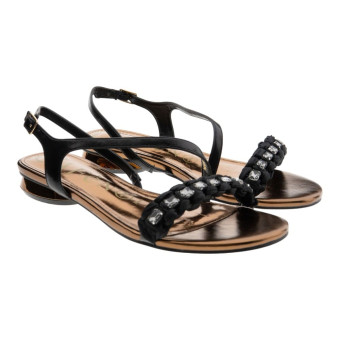 Sandalias planas negras cristales Cafenoir C1FC9026