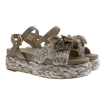 Sandalias plataforma taupe pompones Cafenoir C1LA9023