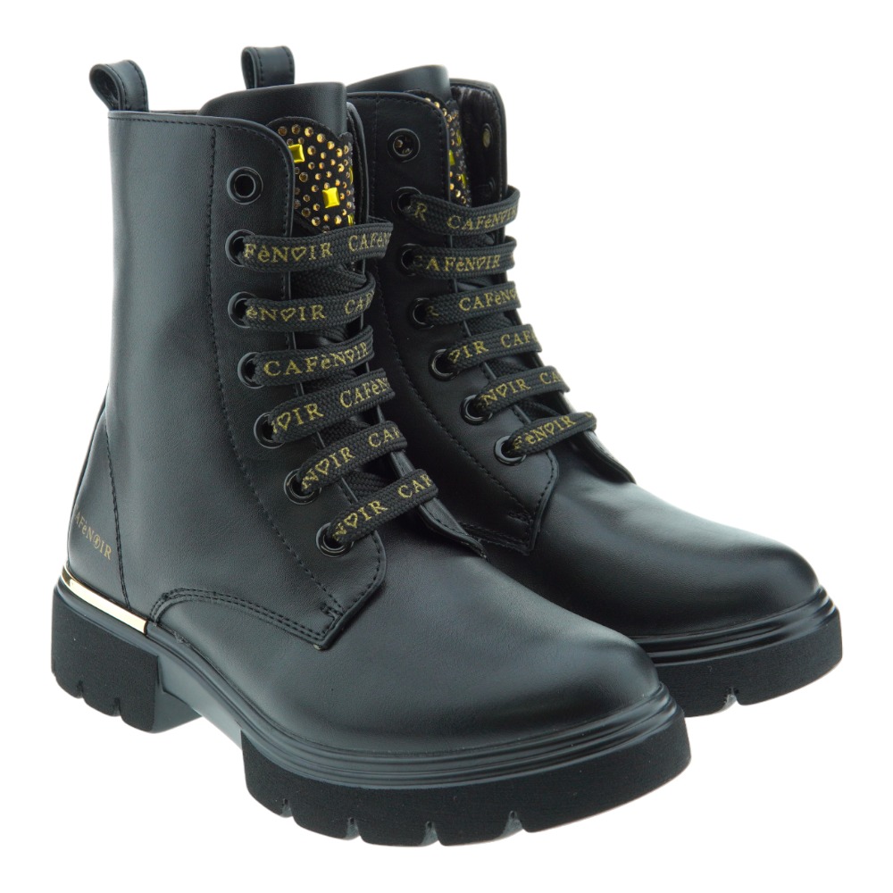 Botin acordonado motero corazon tachas Cafenoir C2232