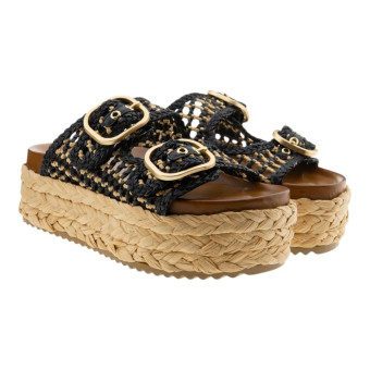 Sandalias Plataforma Esparto Hebillas Doradas Inuovo C73011