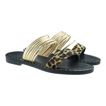 Sandalias Multitiras S.Piero Estampado Leopardo y Dorado E2-061