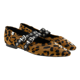 Bailarinas leopardo mujer hebillas Popa Estrella