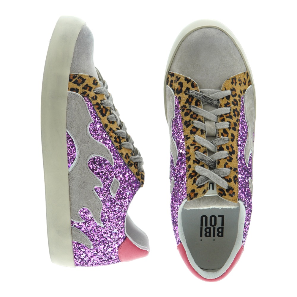 Sneakers mujer leopardo y gliiter Bibilou Gamin 910Z05VK