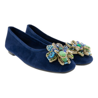 Bailarinas azul marino mujer joya Reqins Hezia cuir
