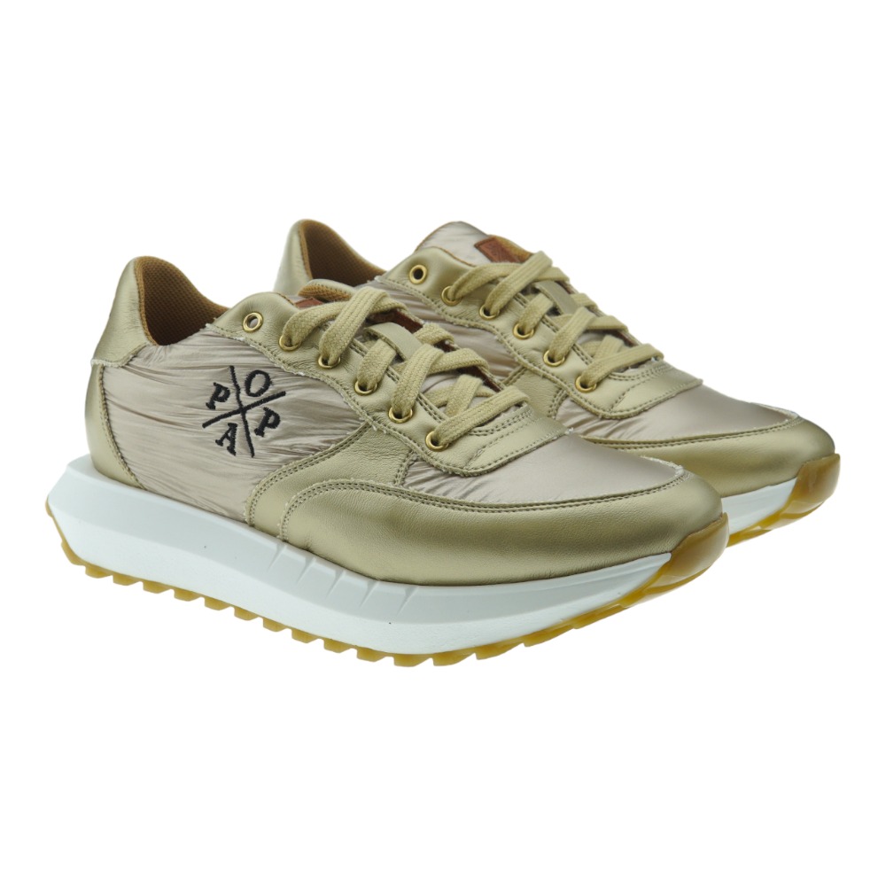 Sneaker mujer metalizada cordones Popa Ines Laminado