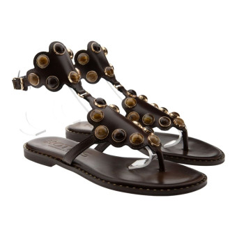 Sandalias romanas piel marrón adornos Kotris K-3001