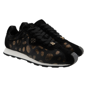 Popa sneakers mujer negra y bronce Kira