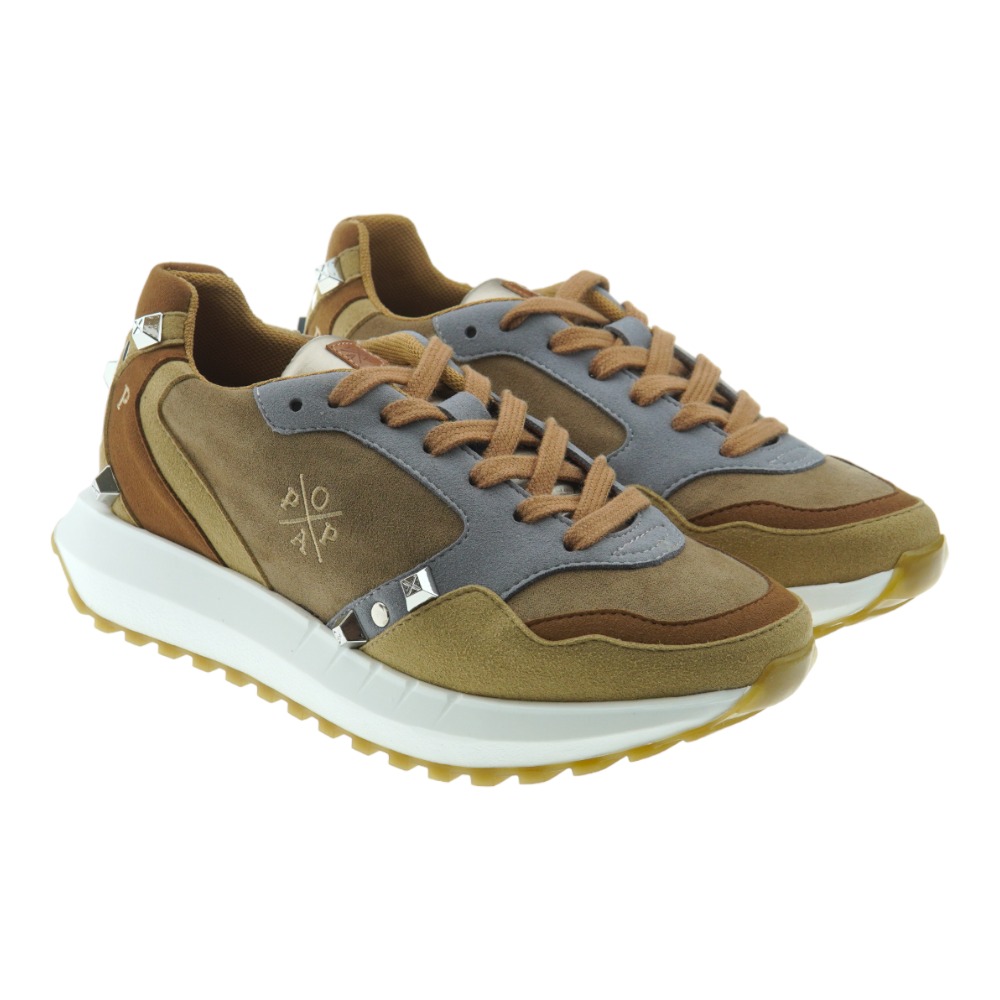 Sneakers mujer piel tachuelas logo Popa Maguey