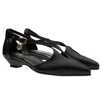 Zapato negro tacón bajo y puntera Gaimo Malvina 