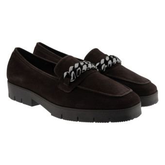 Mocasines ante marrón cadena y plataforma Reqins Manon Cuir