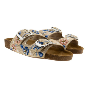 Sandalias planas mujer lentejuelas y flores 220V MAYAN