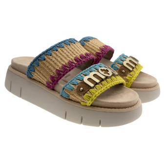 Sandalias Mou tiras rafia pespuntes MU.SW531016K