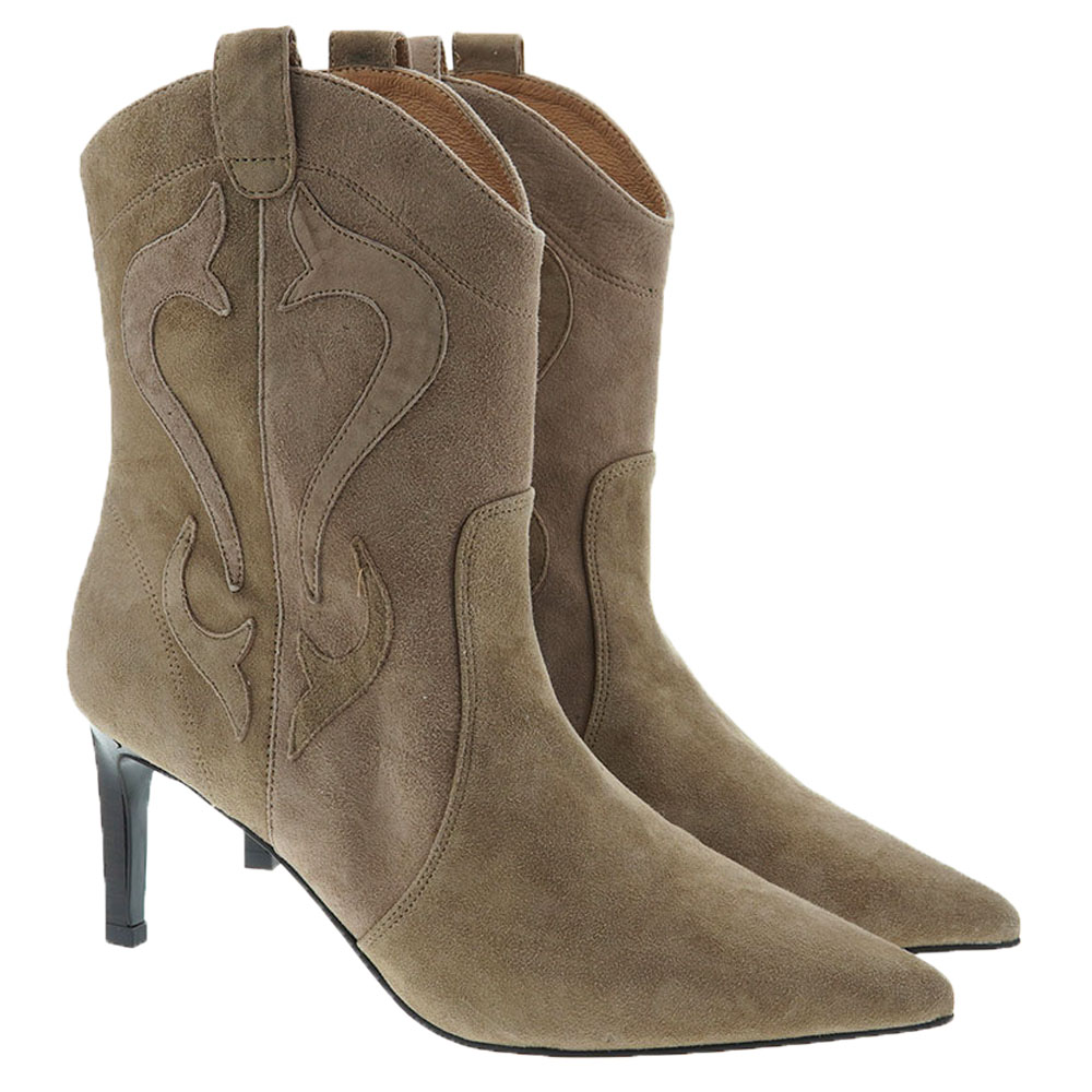 Botines camperos tacón piel ante Bibilou Napoles-567T30VK