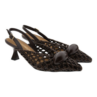 Zapato destalonado rafia trenzada tacón bajo Noa Harmon Swan 010342