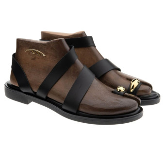 Sandalias planas negras dedo Lainas V3663
