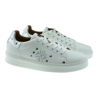 Sneakers piel mujer cordónes Popa Vicort Adornos
