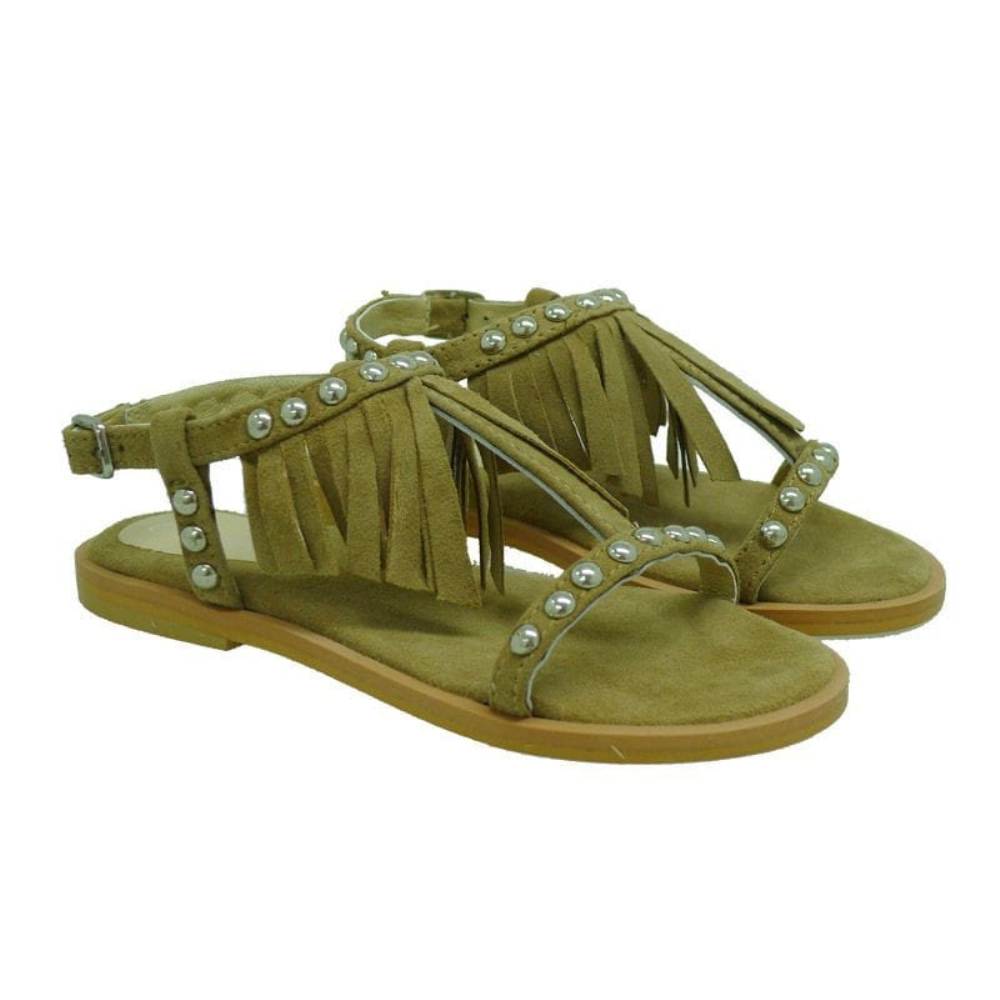 Sandalia piel con flecos niña Oca Loca 6723-28 Taupe