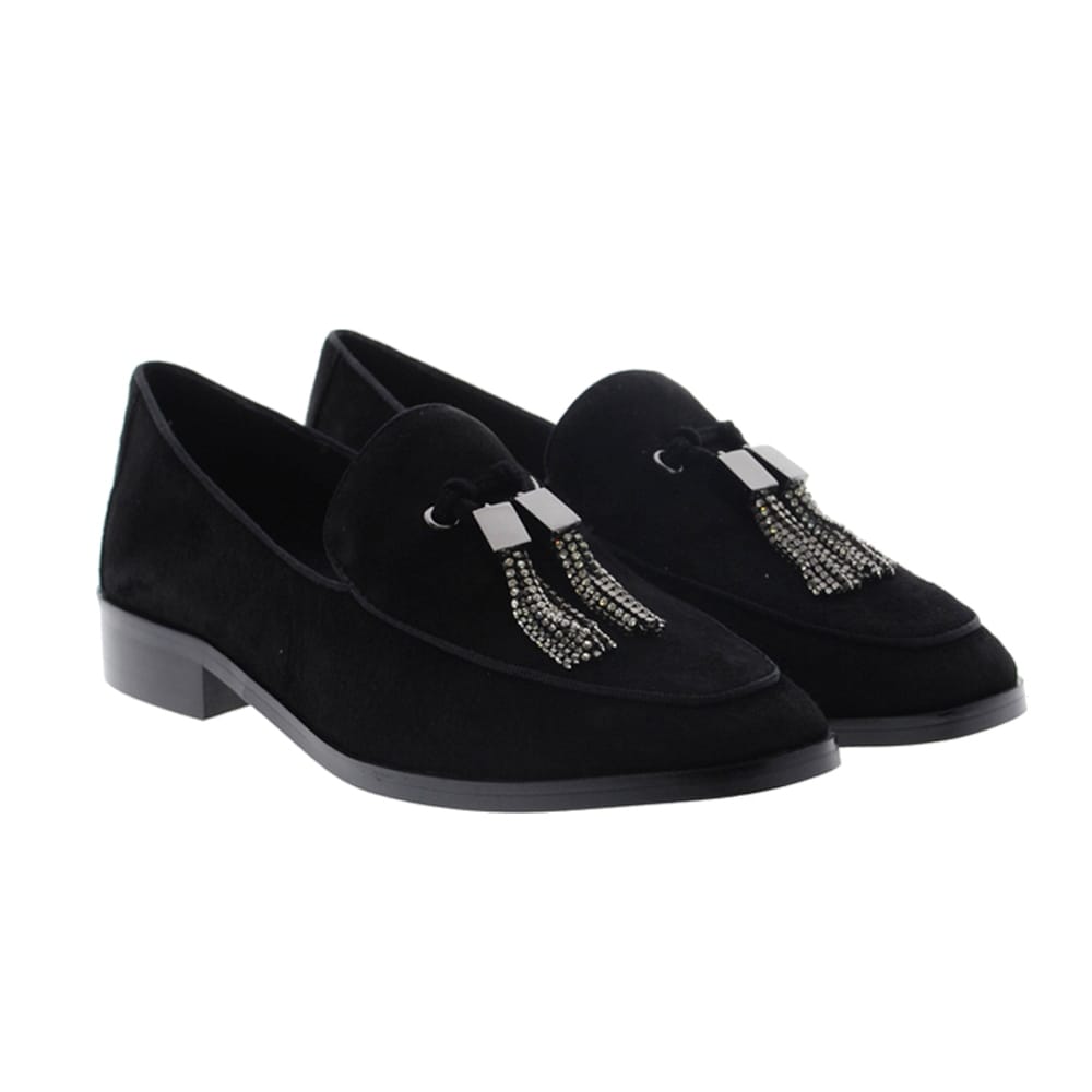 Mocasín negro borlas con strass Bibilou 658Z30VK