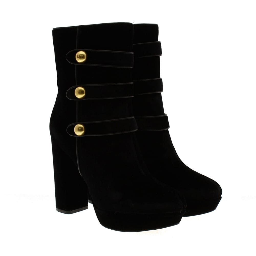 Botines terciopelo negro tacón y plataforma Michael Kors Maisie Ankle Boot