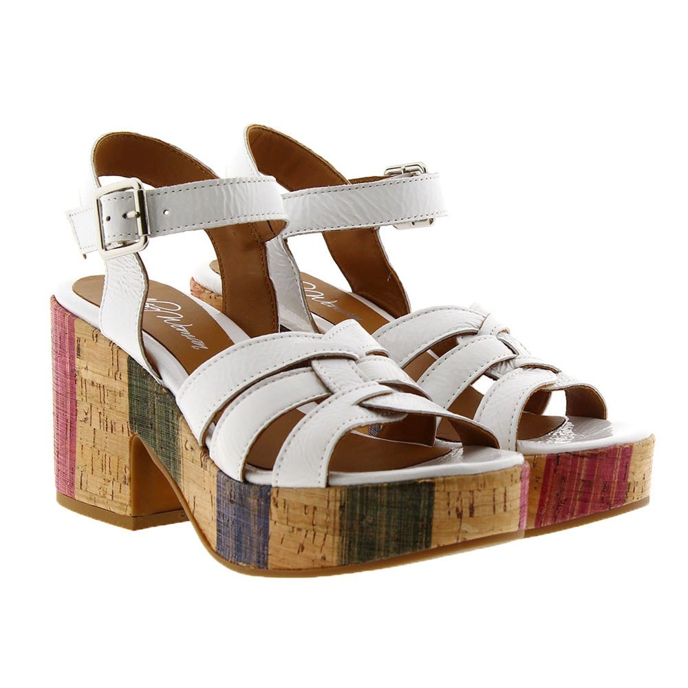 Sandalias charol tacón corcho multicolor Alpe 472953
