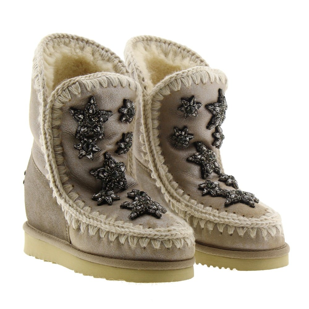 Bota australiana cuña estrellas Mou Wedge Short Crystal