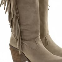 Botas camperas altas Nemonic beige | Bota flecos mujer foto 6