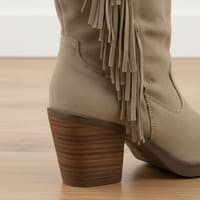 Botas camperas altas Nemonic beige | Bota flecos mujer foto 7