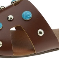 Sandalias piel planas cuero con tachuelas y piedras Go Woman foto 5