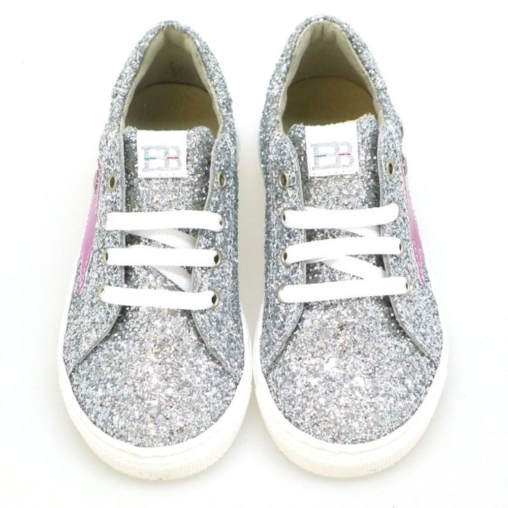Sneakers glitter rosa o plateado y estrella para niña | EB foto 2