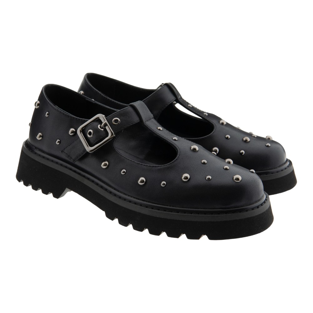 Zapato negro mujer tachuelas Venezianas 10704-2888H