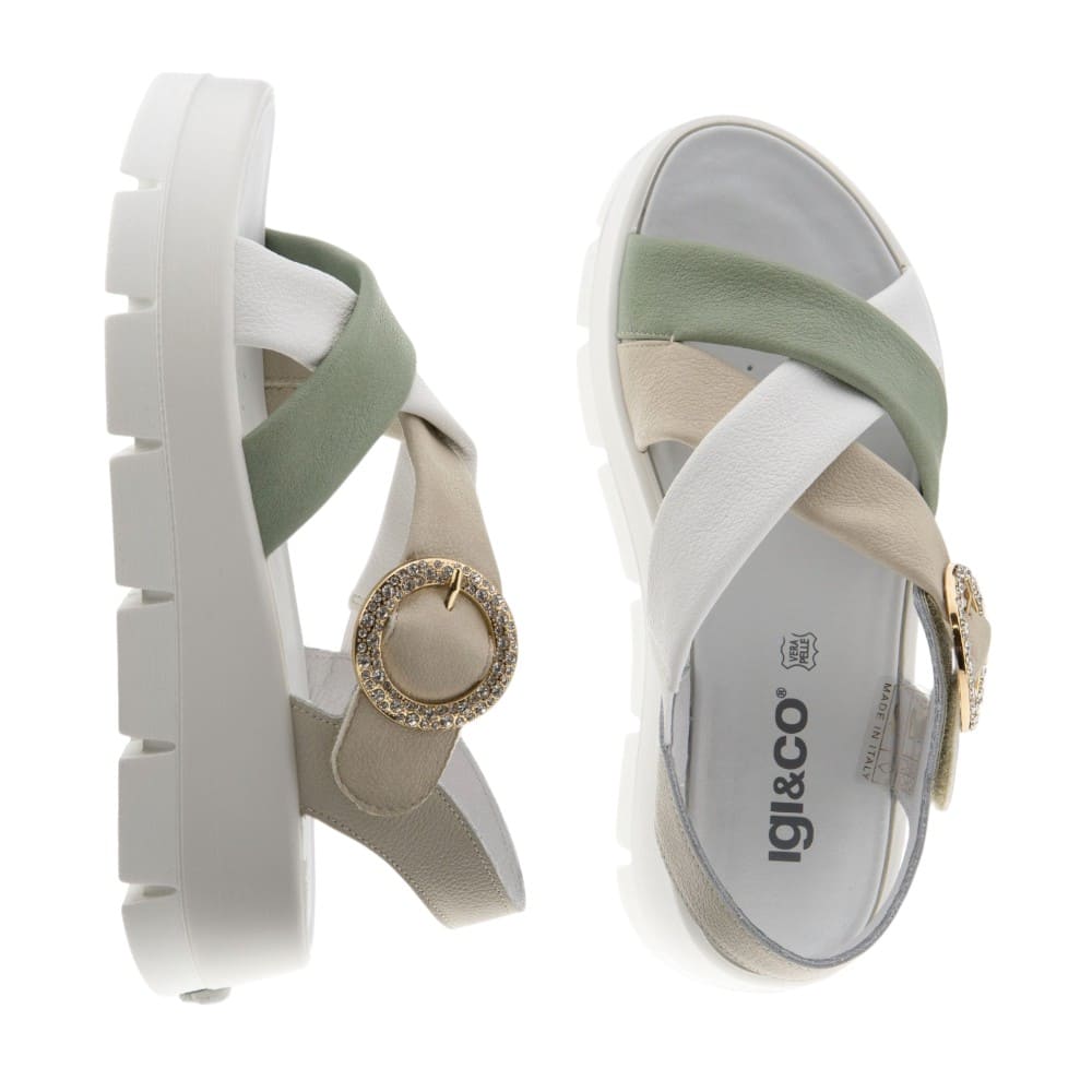 Sandalias piel beig cuña Igi&Co cómodas y ligeras foto 2