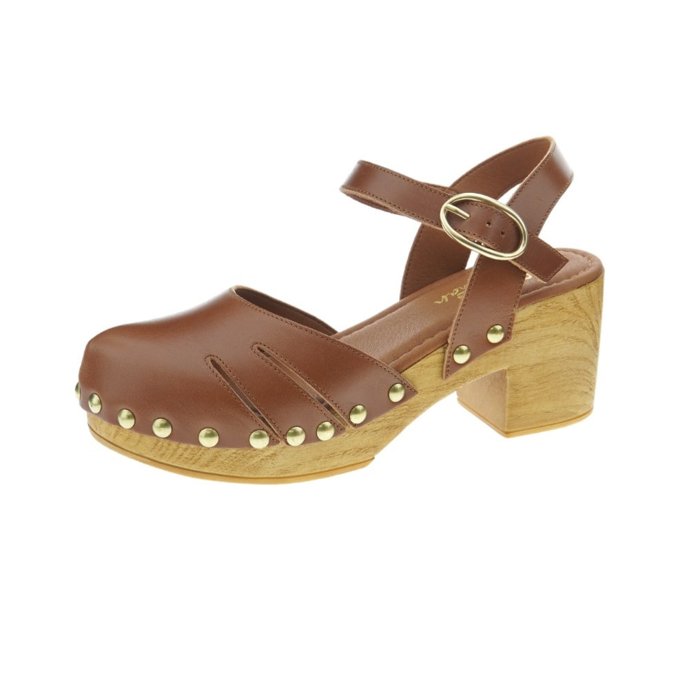 Zueco madera tacón y plataforma hebilla Carrile Woman 11830 foto 3