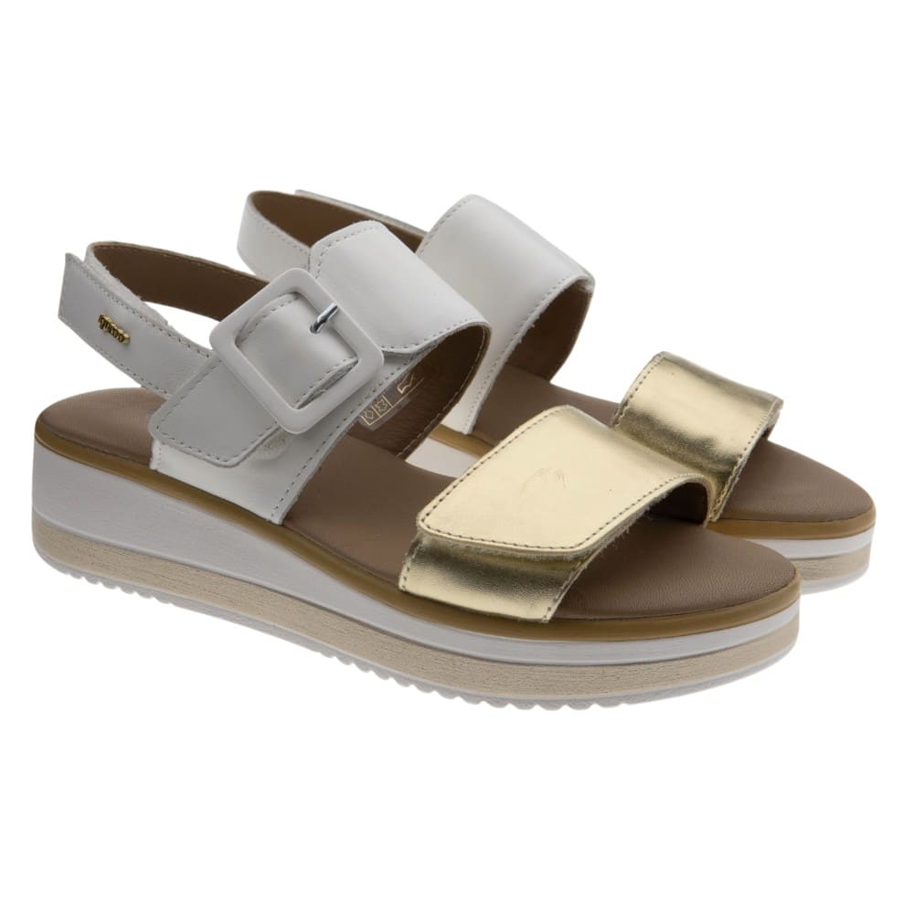 Sandalias mujer doradas velcro cuña Igi&Co 11865