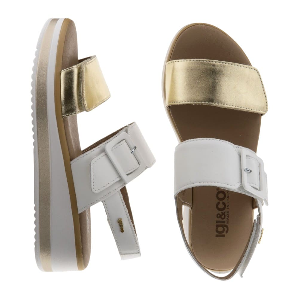 Sandalias mujer doradas velcro cuña IGi&Co cómodas foto 2